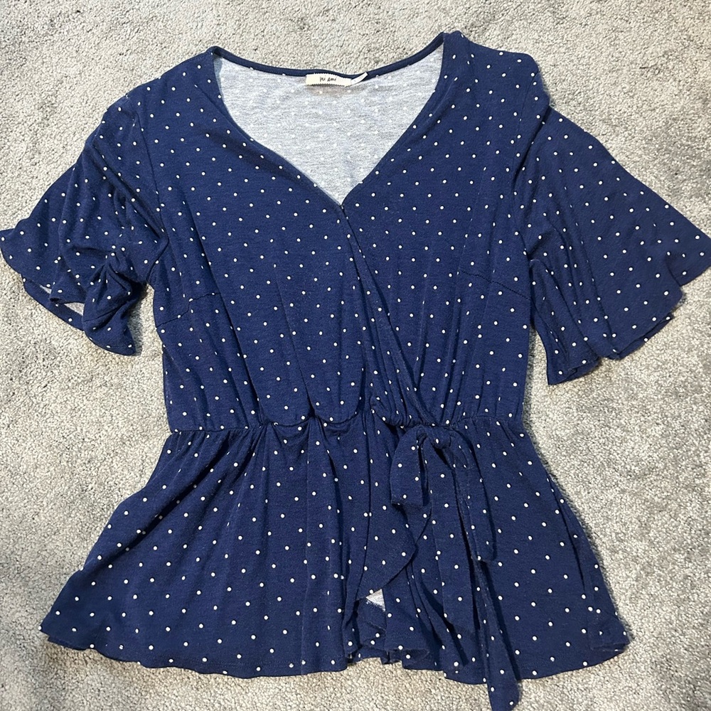 Blue wrap blouse